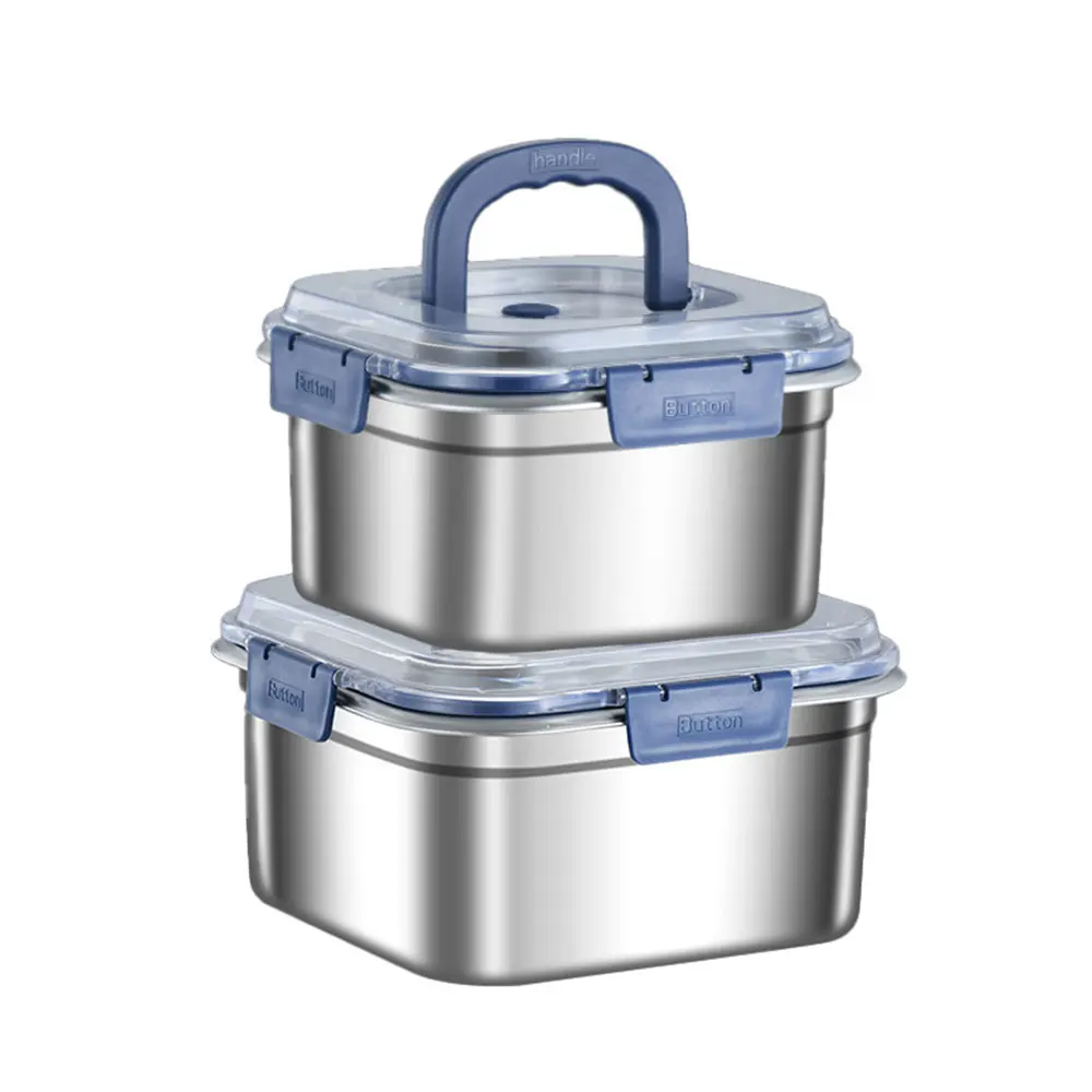 Microwave Safe Stainless Steel Bento Box Leak-Proof Square Tiffin Lunch Box School Newborns Metal Lunch Box Kids with Handle