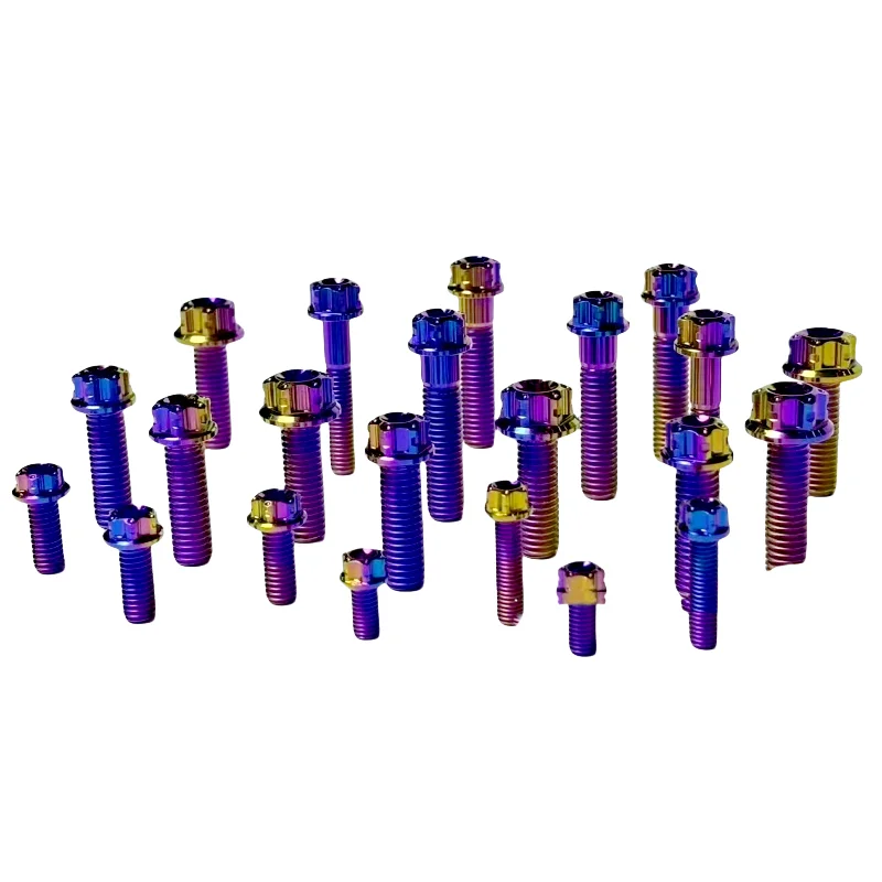 Factory custom new style candy colorful titanium motorcycle bicycle bolt nut washer screw