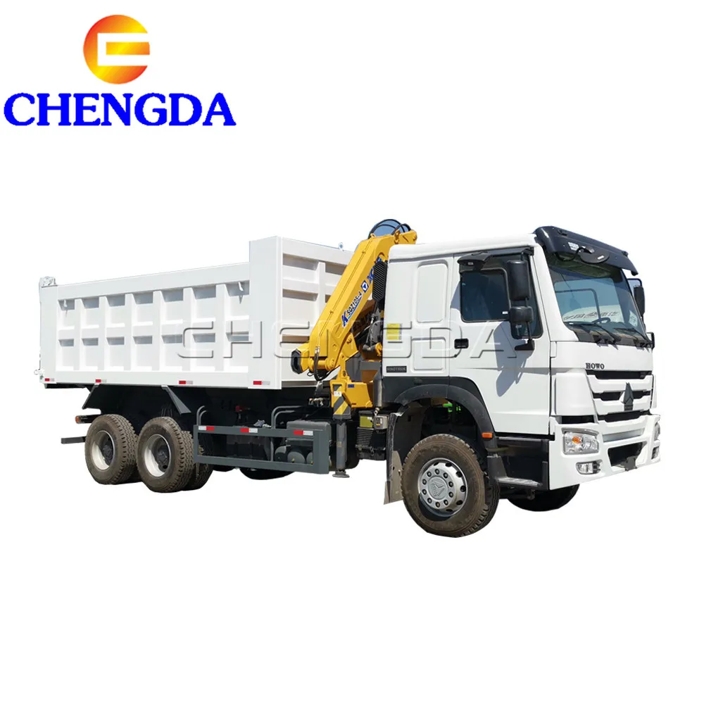 Cheap Low Price Stock Sino Truck Howo 50 Ton 8x4 5 Tons Mobile Crane Dump Truck with 10 12 Tons Lorry Truck Crane