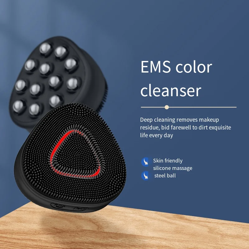 Wholesale Electric Soft Silicone Face Cleansing Brush Facial Pore Cleanser Cleaner Black Scrubber for Men