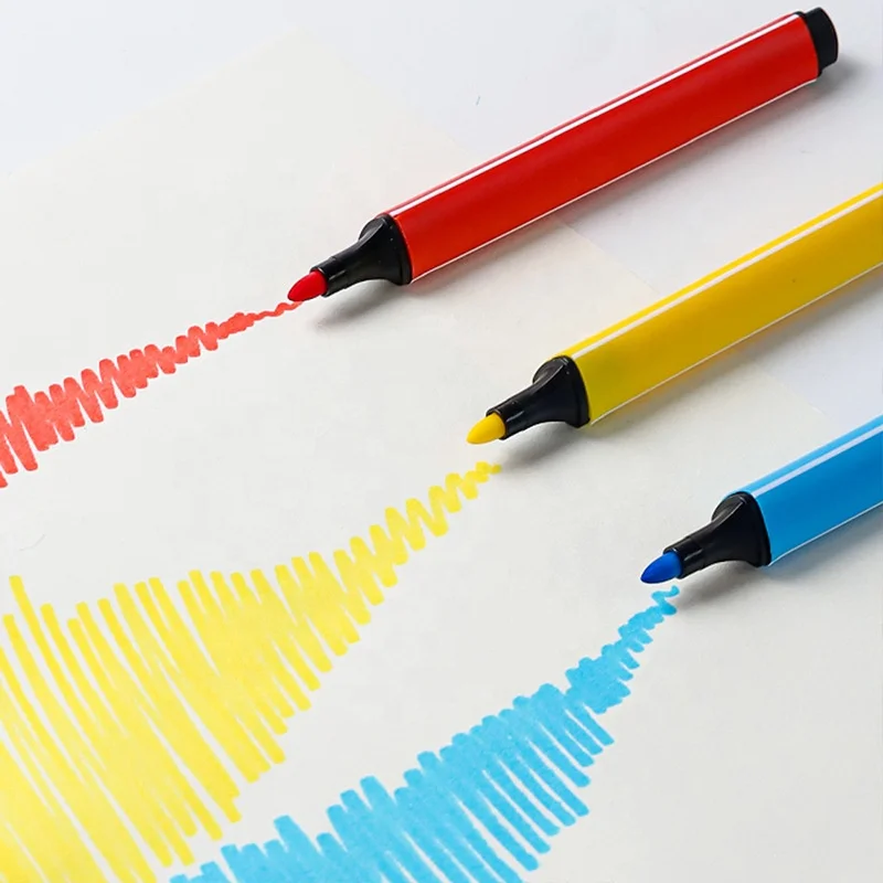 Triangular Watercolor Pen for Children Students Drawing Pen for Primary School Washable Pen Graffiti Marker Case