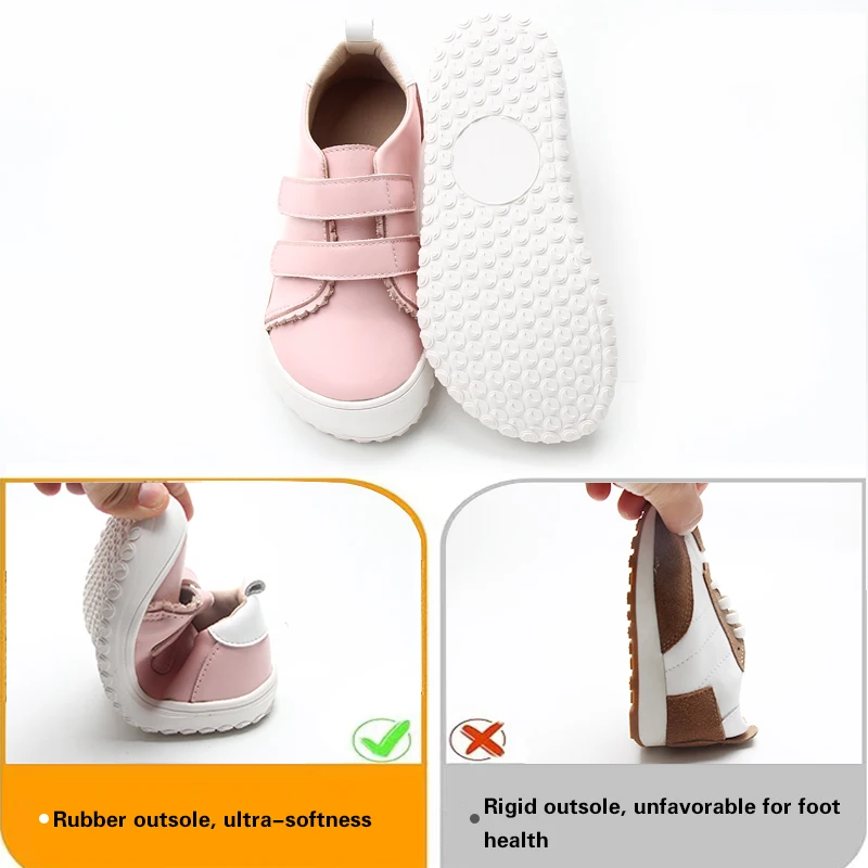 BABYHAPPY запатентованный дизайн на заказ детская обувь из натуральной коровьей кожи с двумя ремешками босиком эргономичные кроссовки