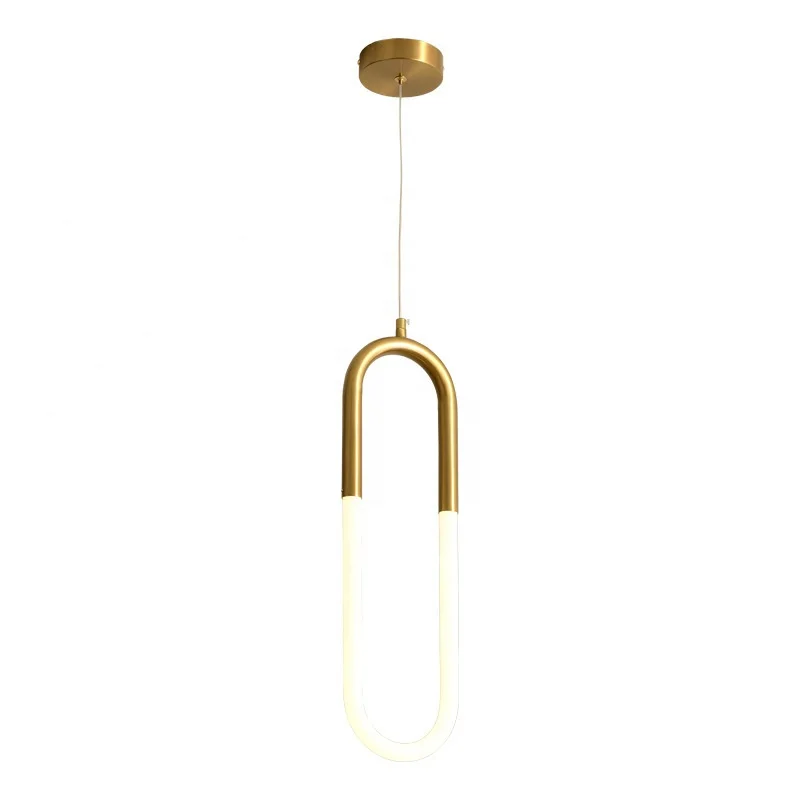 Nordic U Shape Led Lamp Modern Gold Pendant Light Bedroom Dining Room Bar Pendant Light Chandelier