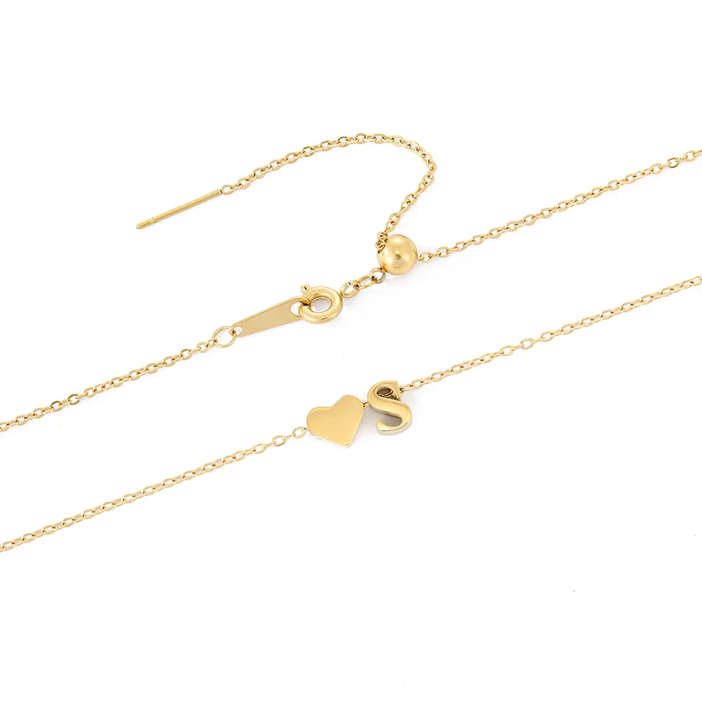 Three-dimensional Love Personality Pendant Clavicle Chain Stainless Steel Gold Silver Necklace for Women Girls Hainon 565