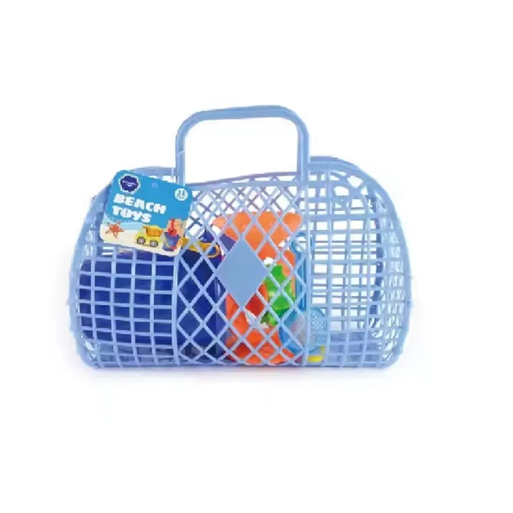 Wholesale New Outdoor Summer Seaside Toy Combination Beach Basket Kids Funny Sand Play Set Plastic Storage Beach Basket