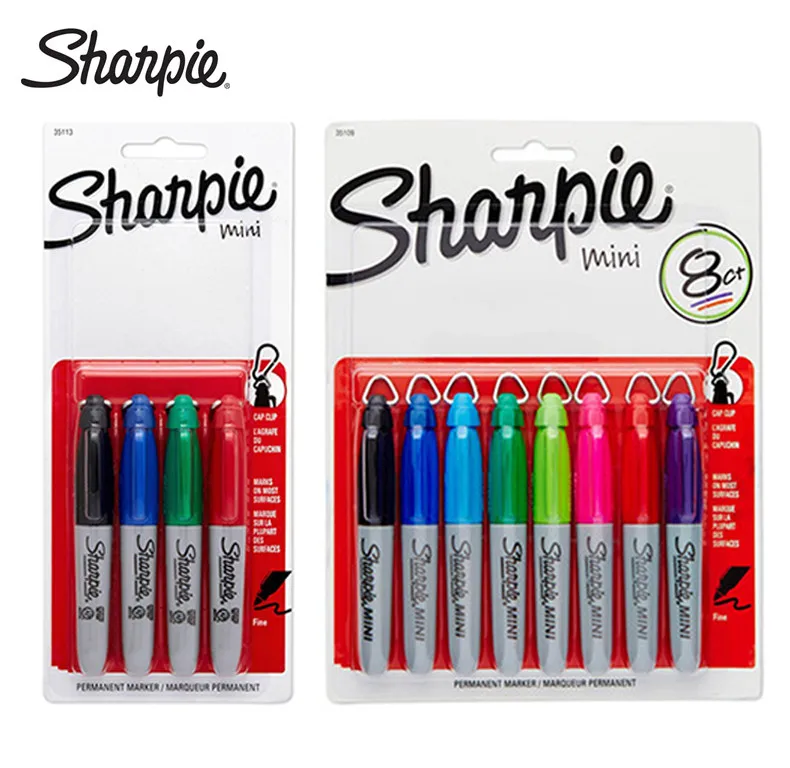 4/8 шт. компактный мини-маркер Sharpie 35113 с брелоком масляный маркер для переноски канцелярские принадлежности безпыльный очистки