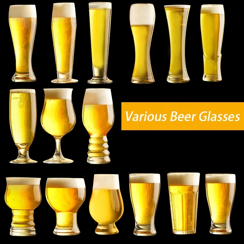 Custom Various Beer Glass Luxury Big Giant Mini Libbey Engraved Retro Vintage Gold Drinking Beer Mug Wine Glass Cup Set