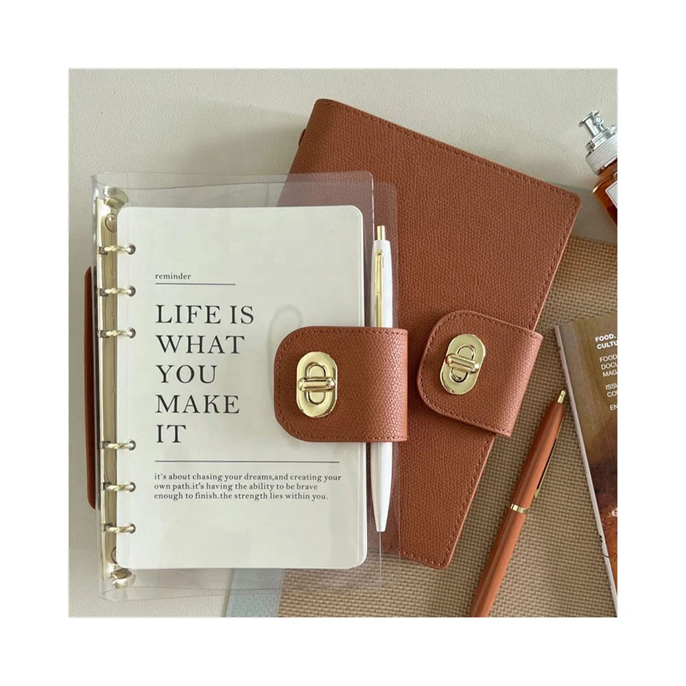 New Design Custom Waterproof Journal A5 A6 A7 Mini Clear PVC Refill Binder PU Leather Notebook