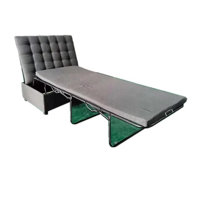 Folding Sleep Bed Easy Ottoman Bed for Family Use Folding Beds with Mattress Modern Living Room Sofa 5 Set Metal Frame Fabric