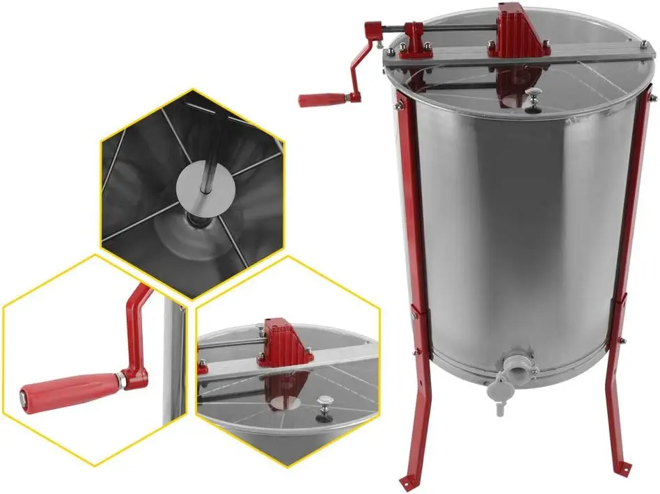 Honey Processing Machine Honey Centrifuge 4 Frames Manual Stainless Steel Honey Extractor for Beekeeping Equipment