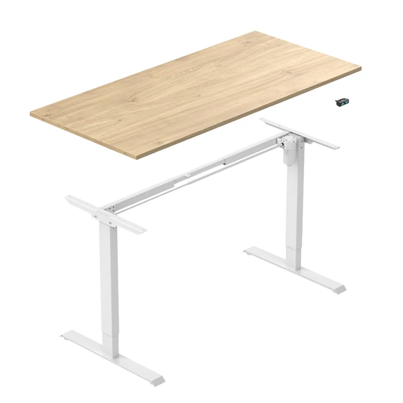 Intelligence single motor height adjustable electric sit standing desk with keyboard tray