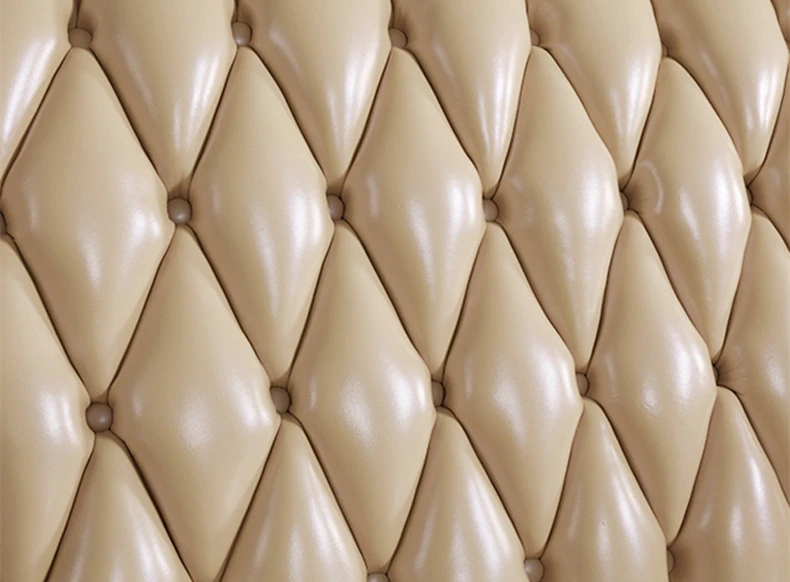 italy Gold color leather sofa solid wood 7 seat arabic living room sofas