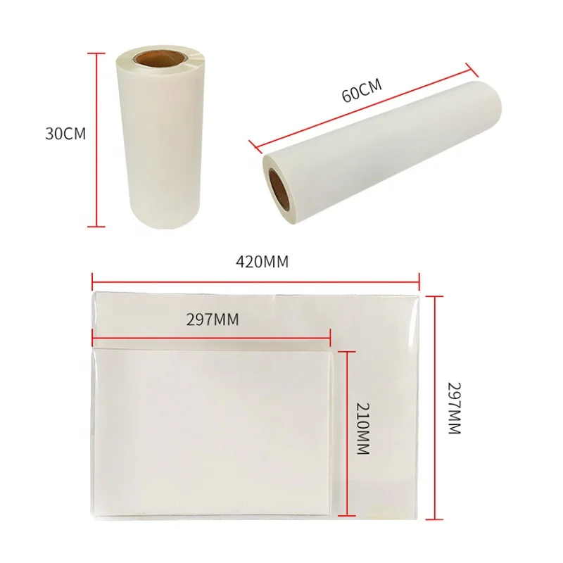 China Factory White Ink Printable T-shirt 30cm/60cm Heat Transfer DTF PET Film For DTF Digital Inkjet Printer