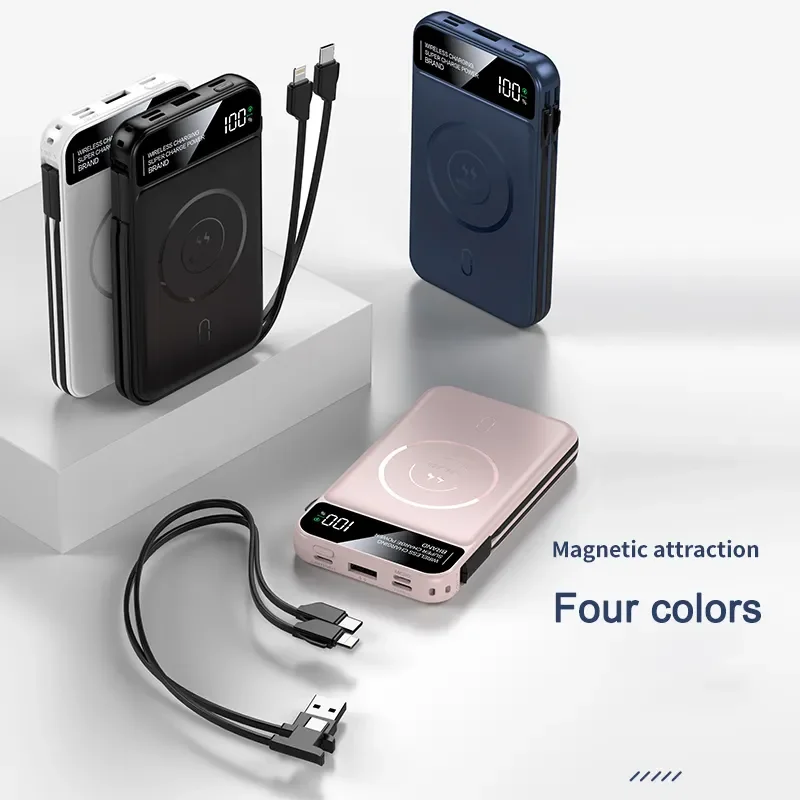 Custom Logo Magnetic Wireless Power Bank 10000Mah Magnet Wireless Charger Powerbank For Iphone 12 13 14 Pro Max