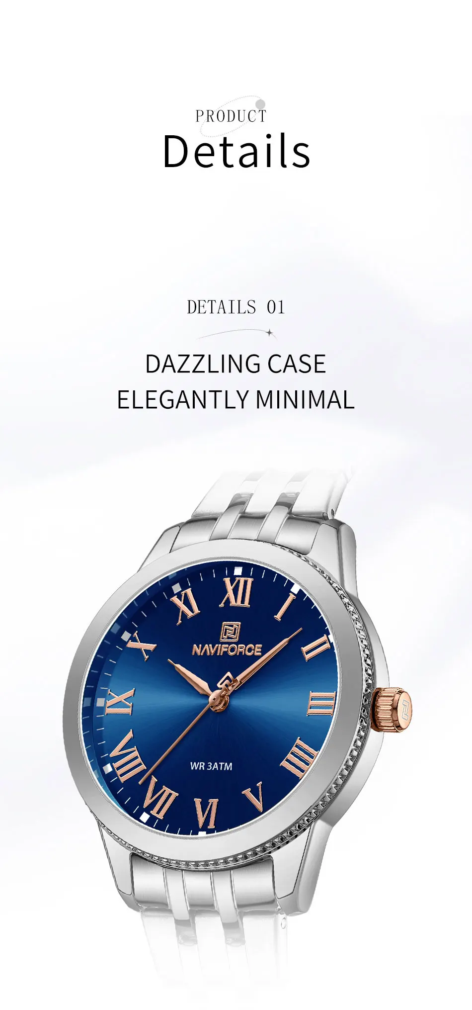 NAVIFORCE 5032 SBS China factory OEM high quality luxury fashion watch for women stainless steel band 30m waterproof wristwatch