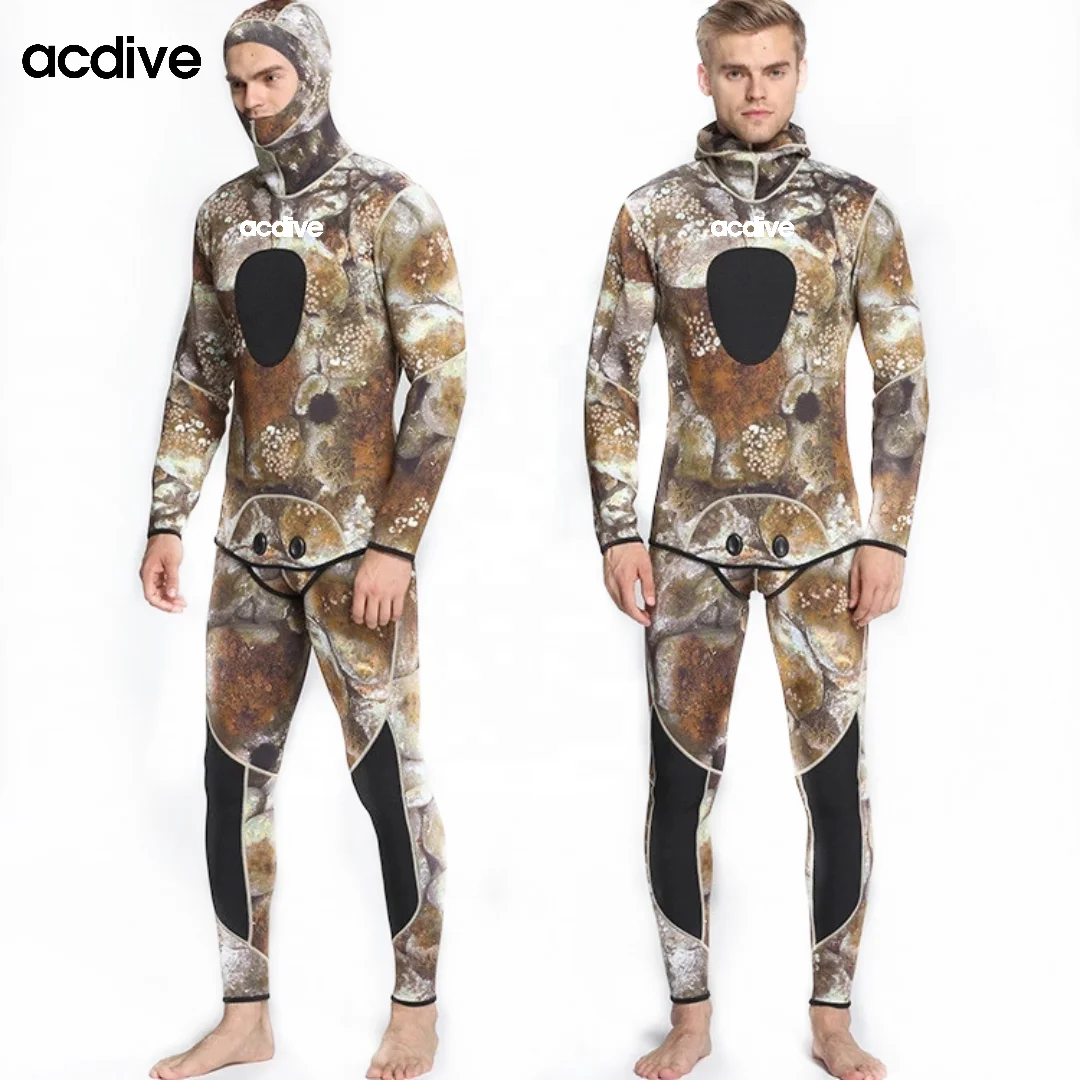 Professional Customized 3mm Camo Neoprene Men Diving 2PCS Fishing Scuba Spearfishing Sports Wetsuit