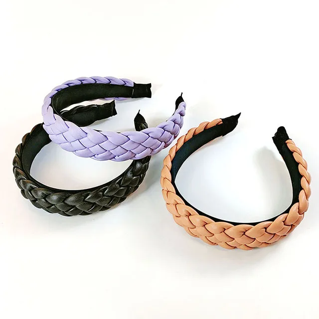The New Leather Braided Headband Braid Hairpin Pressure Hair PU Headband Women