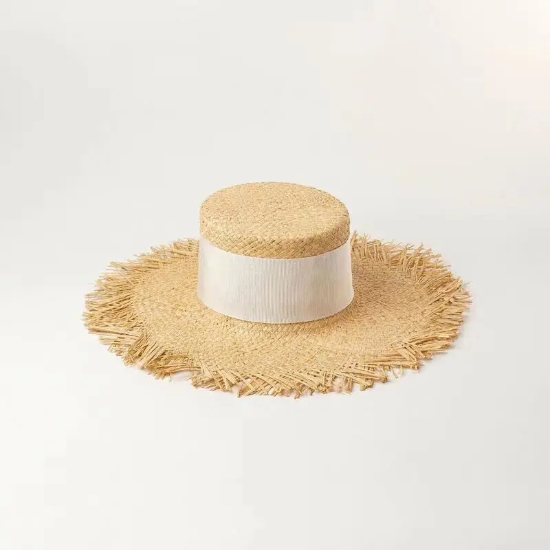
Trendy Brand Design Women Lady Raffia Hat with Frayed Brim 