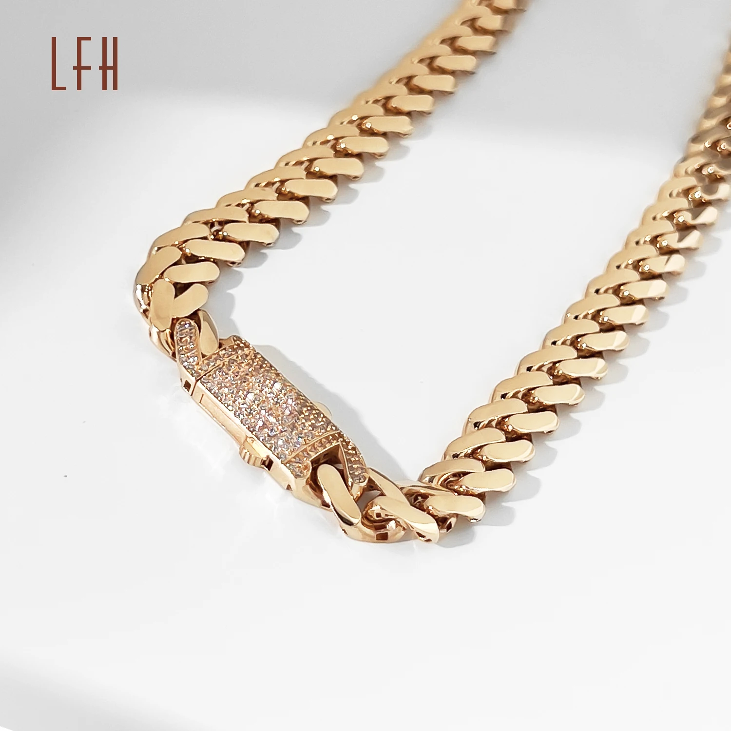 Hip-Hop 8.75mm Miami Cuban Link Chain18k Gold Custom Gold Cuban Link Necklace For Men Women 18k Gold real Jewelry Bracelets