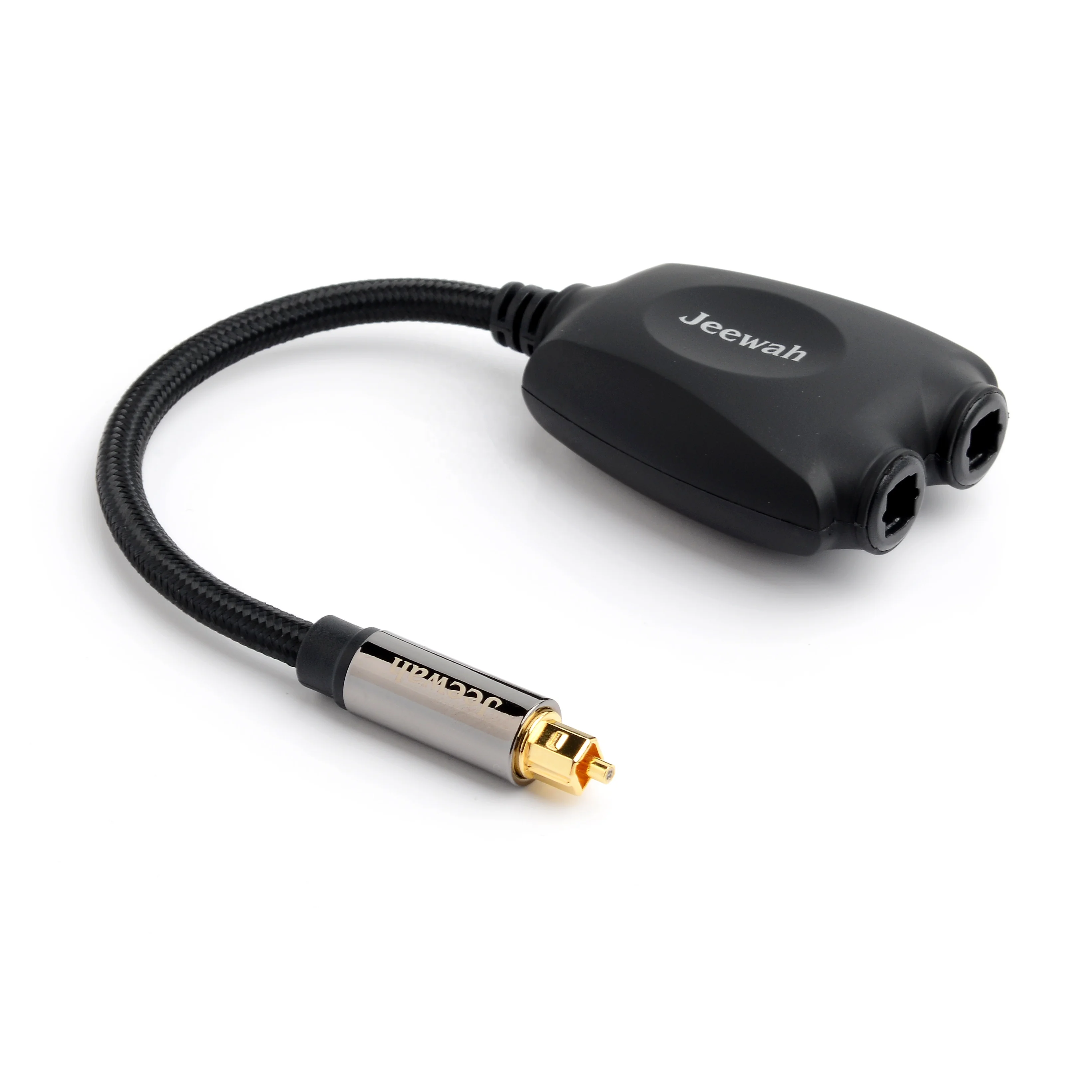
JIEHUA Toslink Optical Fiber Audio Splitter 1 in 2 Out Aluminum Alloy with Optical Cable 