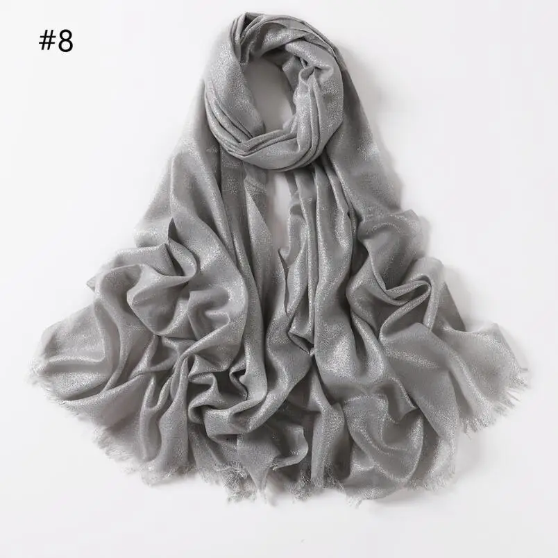 Metallic Lurex Scarf for Muslim Women Hijab 2021 Custom Wholesale Shiny Soft Shawls Reversible Glitter Tassel Scarf