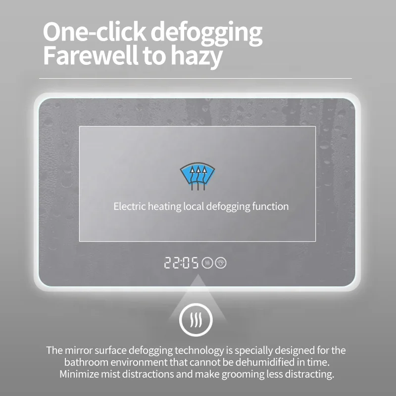 Yishare Vanity Mirrors Wholesale Hotel House Decoration Wall Hanging Lighted Smart Led Screen Mirror Makeup Bathroom Mirrors