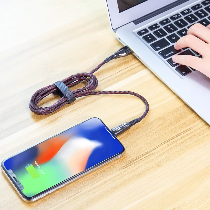 SOSLPAI new design for iphone data cable nylon fabric for iphone 2.1A phone custom logo luxury usb cable