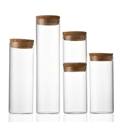 53diameter 100ml -360ml large clear glass wishing/big drift bottle/vials cork/bamboo lid for gift tube jar glass bottle cork