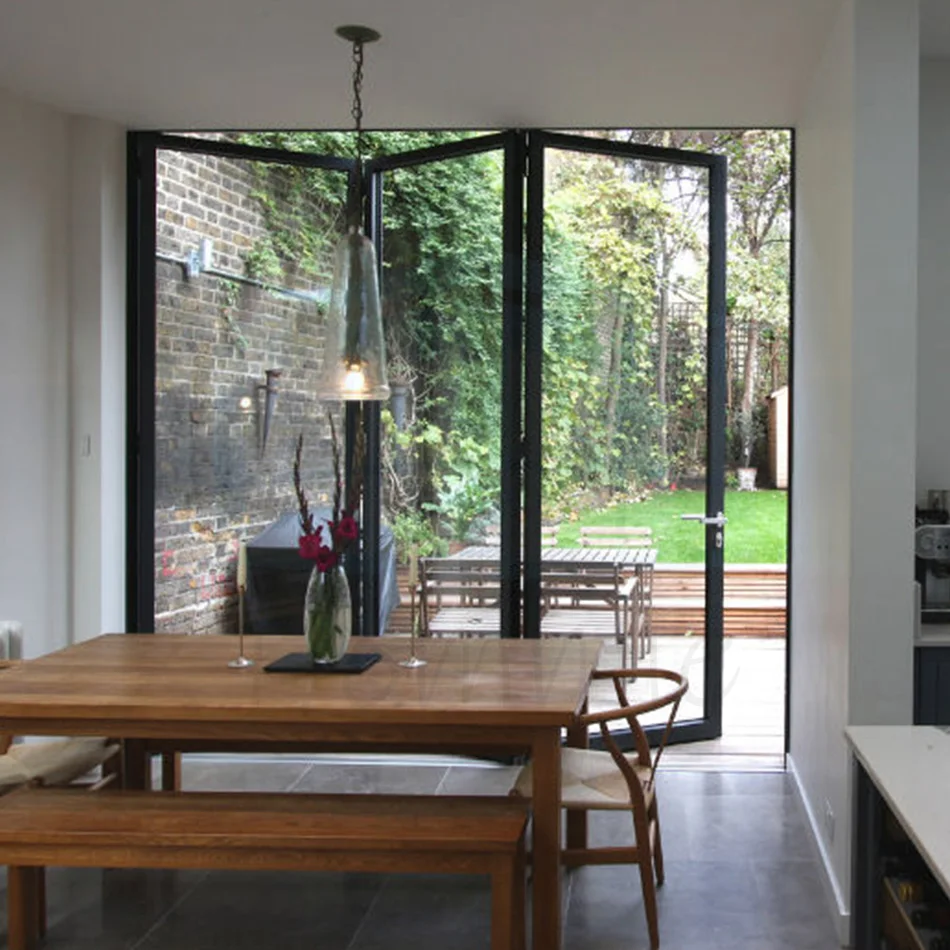 Customized Waterproof Aluminum Glass Bi fold Sliding Folding Door For Patio