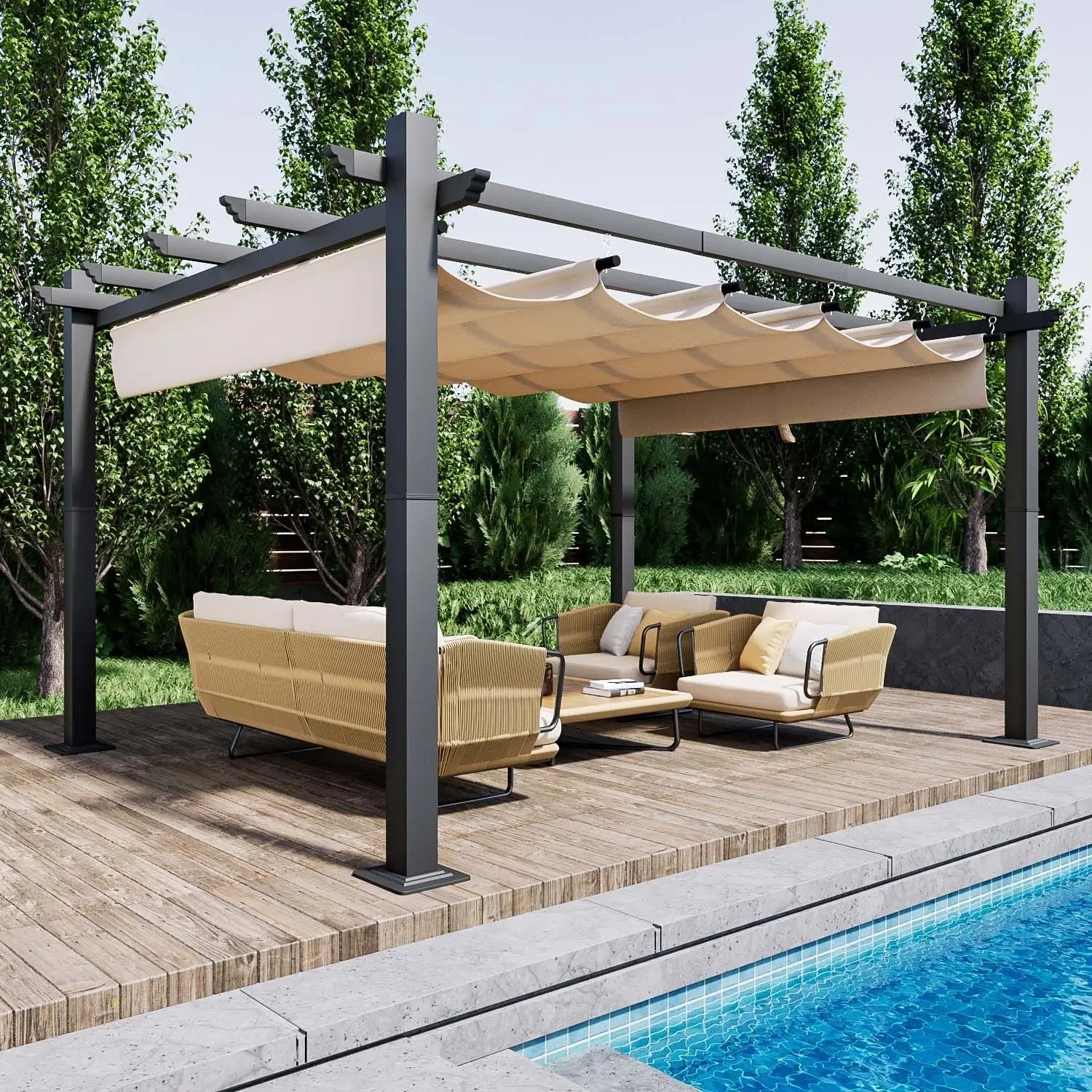 Prima Waterproof modern motorized adjustable prefab house aluminium garden pergola