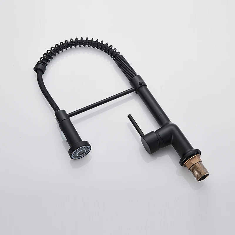 spring pull out sprayer black kitchen faucet