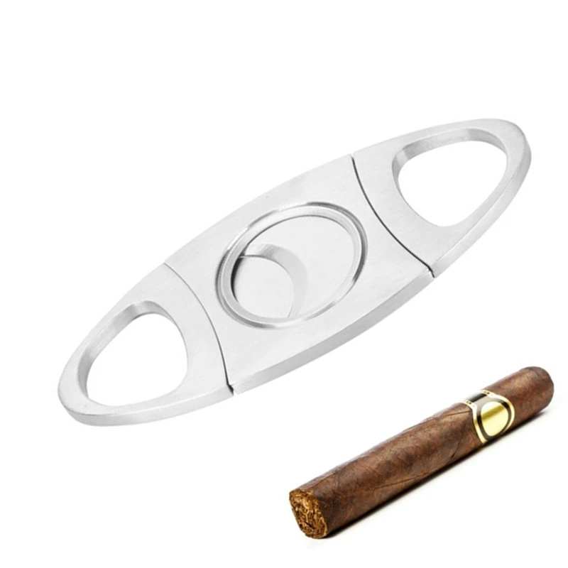 CA-2353 In Stocks Ready To Ship Stainless Steel Guillotine Double Cut Blade Cigar Cutter Custom
