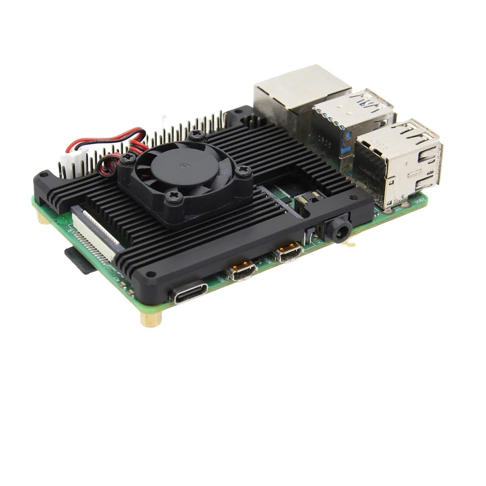 Радиатор Raspberry Pi 4 Model B из алюминиевого сплава с охлаждающим вентилятором для 4B только