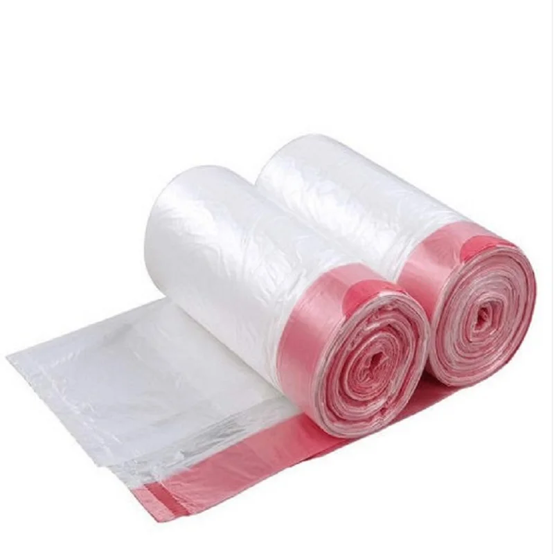 Custom Eco Friendly Black White Colours Biodegradable Drawstring Plastic Trash Bag Recycled Garbage Bags Draw Tape on Roll