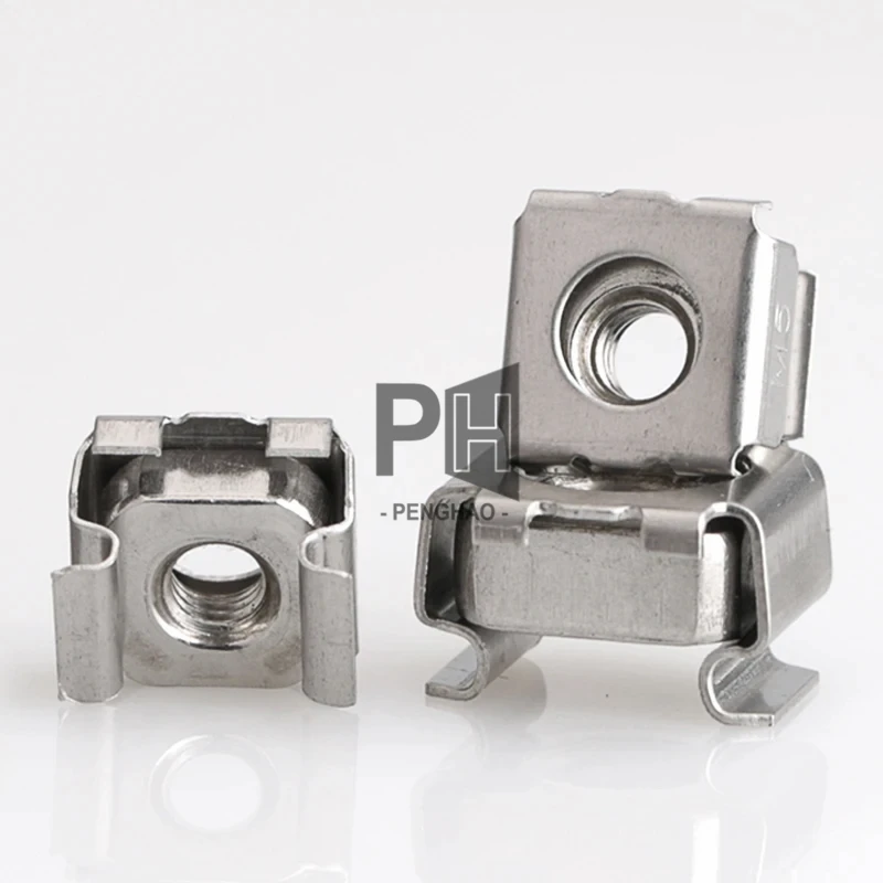 Durable Stainless Steel Cabinet Metal Nuts Manufacturer Cage Iron Clip Caged Square Rack Mount OEM M4 M5 M6 M8 Cage Nut