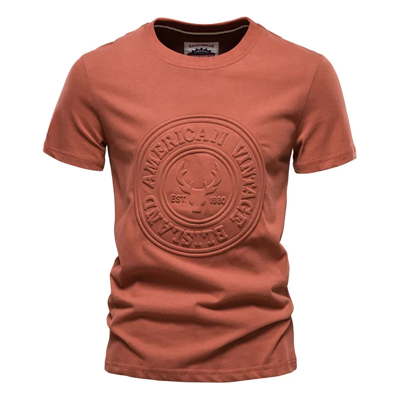 Loose fit  Wholesale OEM Custom Fashion Embossed Tee shirt 100% Cotton Embossed T Shirt