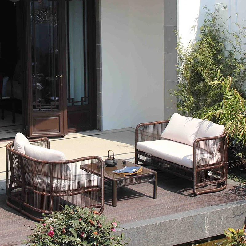 Outdoor Furniture Set Metal Leisure Rattan Sofa Courtyard Villa B&B Sales Department Garden Landscape Balcony Sofa Chair