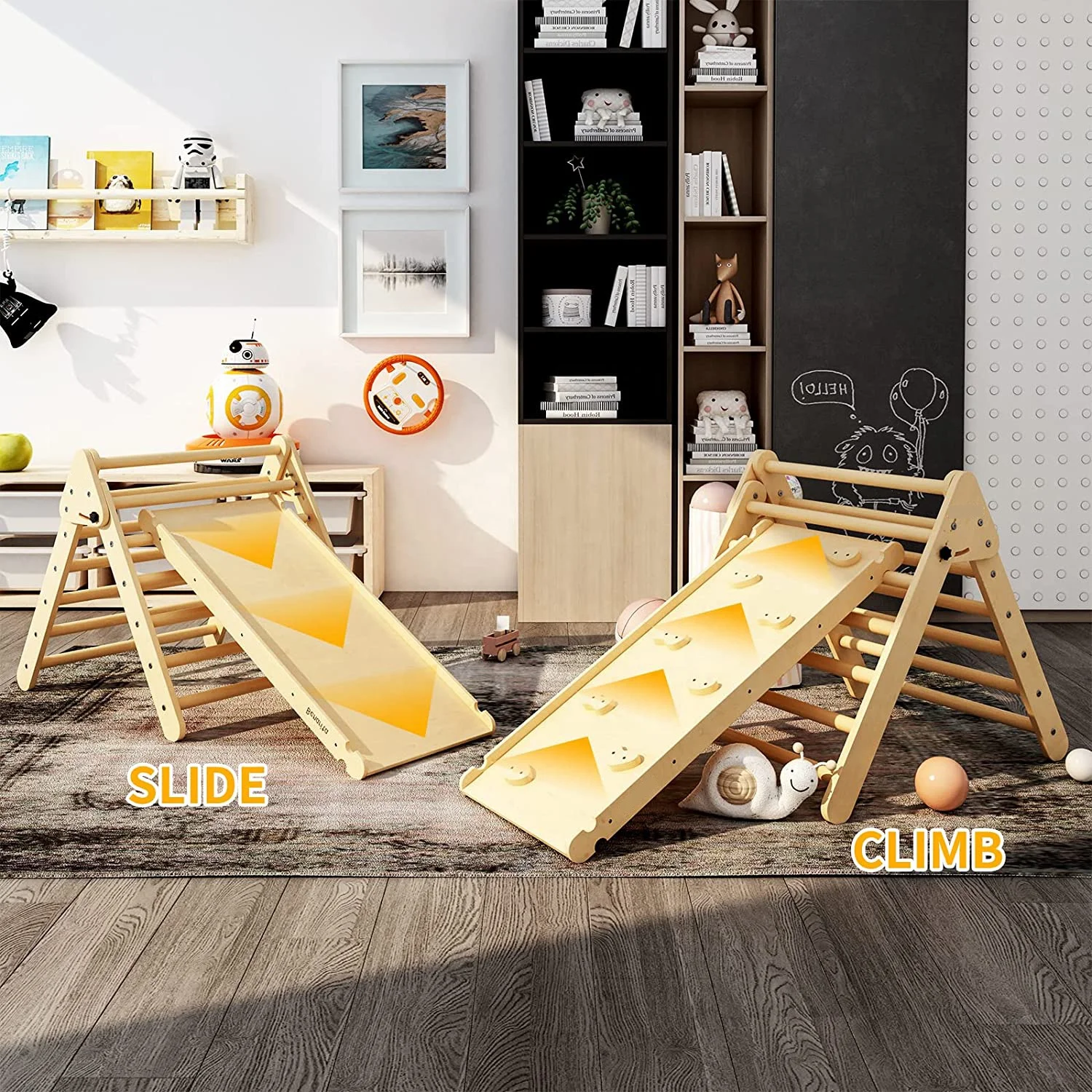 Набор треугольников Tooddler для спортзала в джунглях, набор треугольников Монтессори для малышей, скалолазания, тренажерного зала, деревянный треугольник для скалолазания