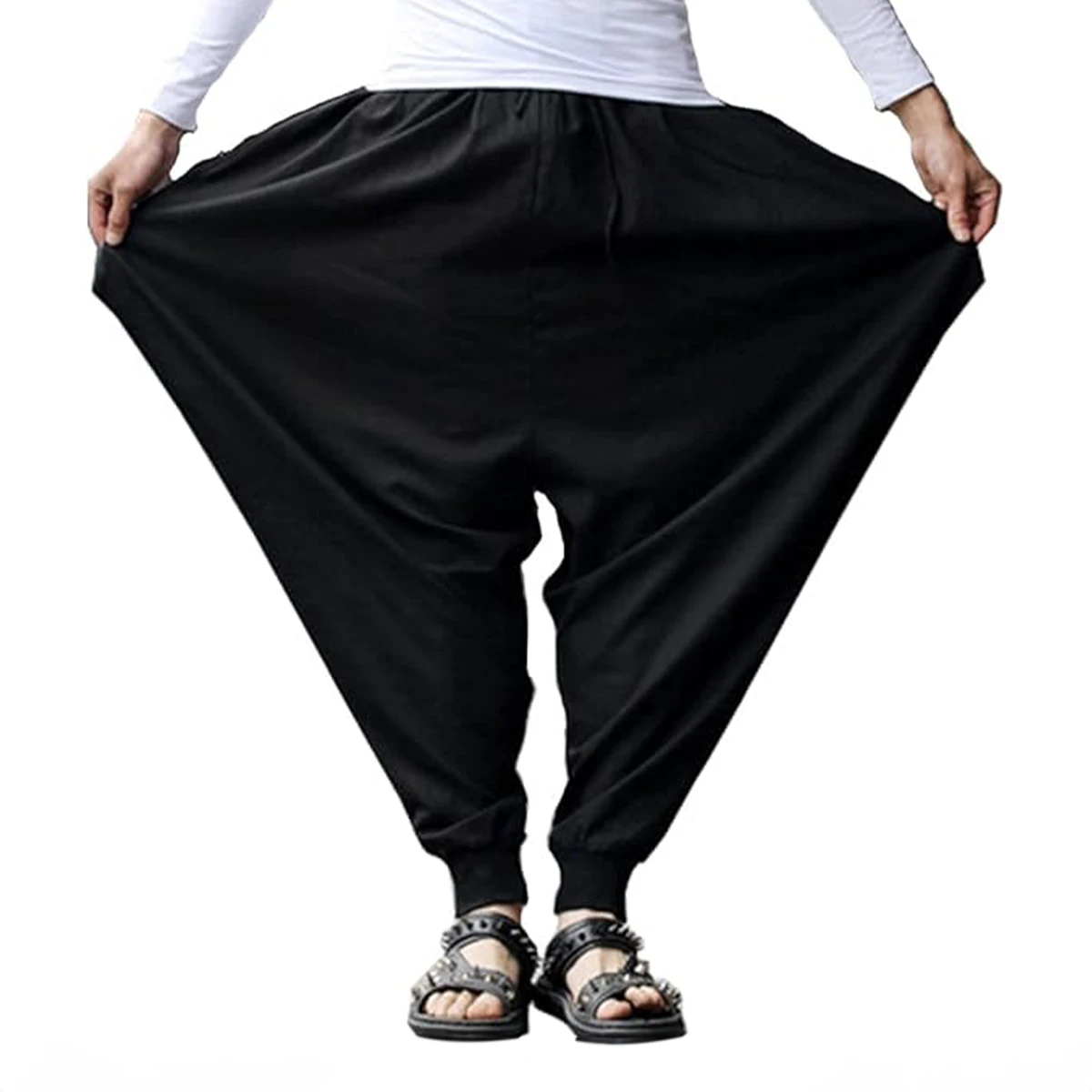 Gingtto Gingtto Fashion Summer Cotton Linen Solid Harem Pants Casual Baggy Pants