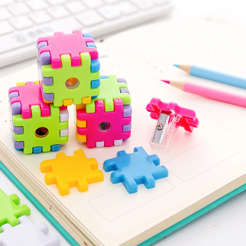 Cartoon Magic Cube Pencil Sharpener for Students, Kawaii Pencil Sharpener for Colored Pencils