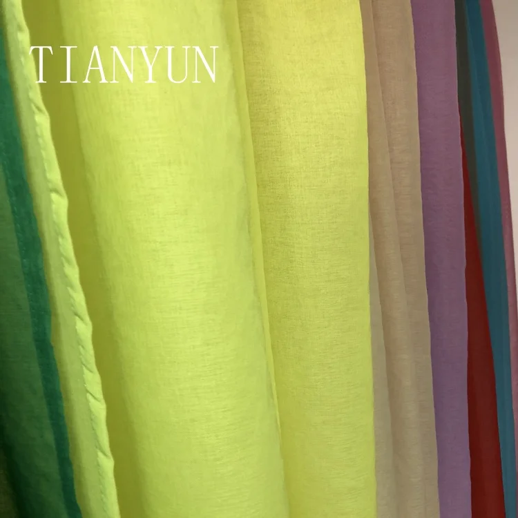 Solid Curtain Colorful Colors Wholesale 100% Polyester Plain Fabric Roll Voile Sheer Curtains  For Living Room Bedroom Window