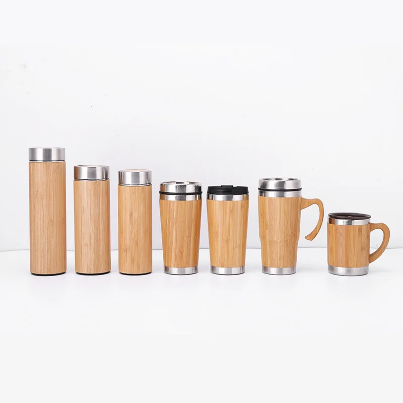 Eco-friendly Natural Vacuum with Tea Filter Custom Logo reusable water bottle wooden water bottles