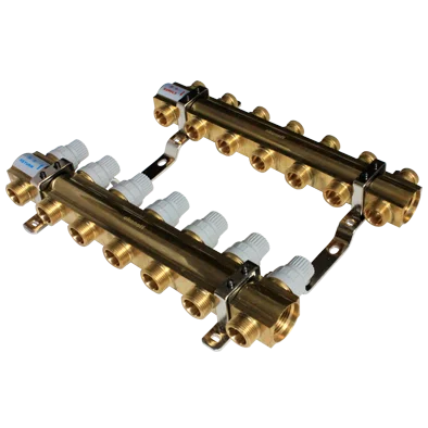 HF216B 7 way underfloor heating water mixing temperature control distribution center brass manifolds
