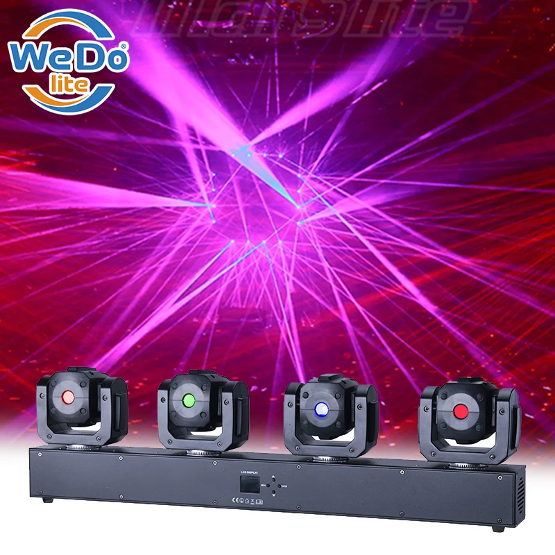 Disco Laser Light LED 4 Heads RGB 3in1 Laser Stage Light 4 Heads Moving Head DJ Laser Light