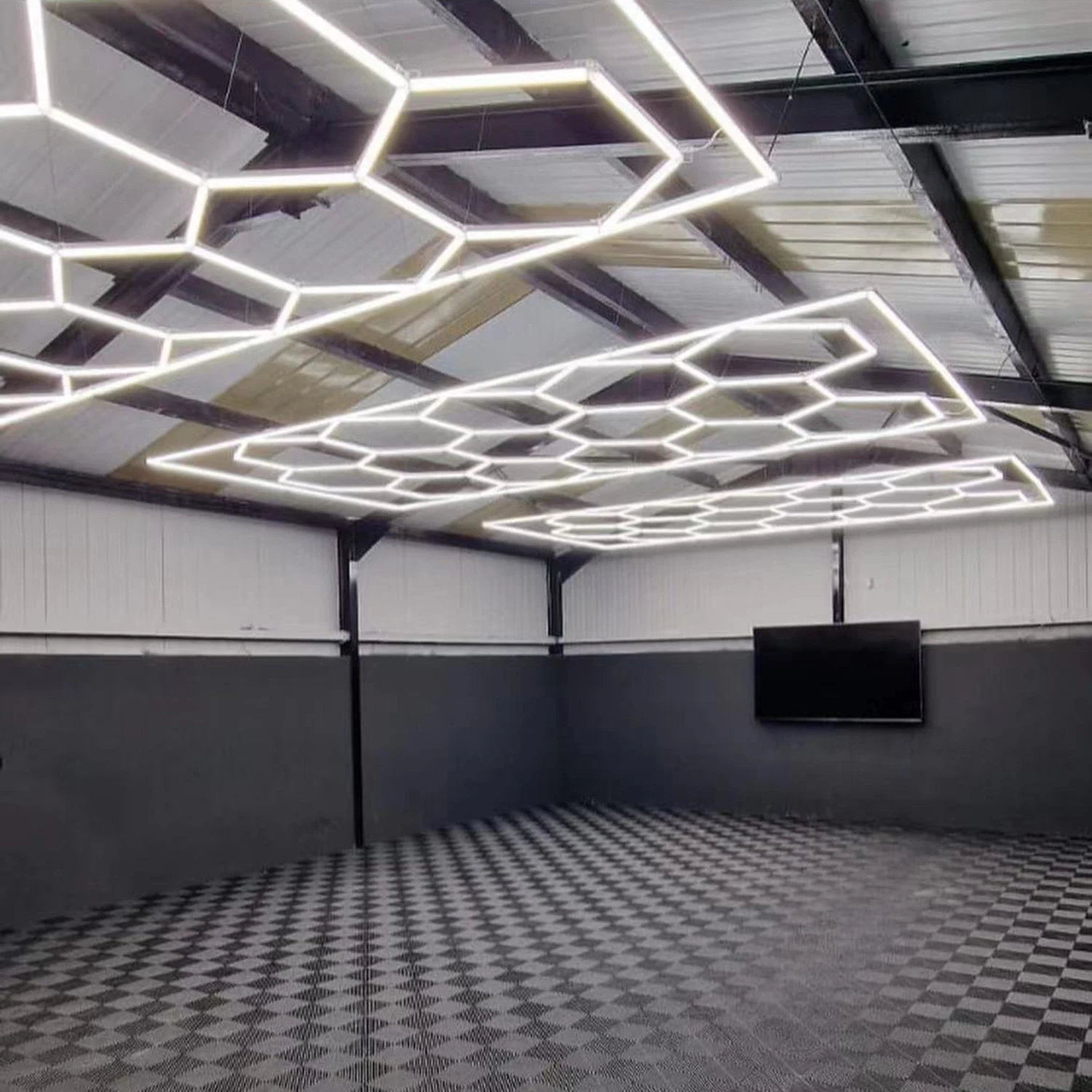 Hot Sale Professional Car Lights Polish Car Care Showroom Hexagon Lighting Garage Polygon LED Hexagon Garage Light