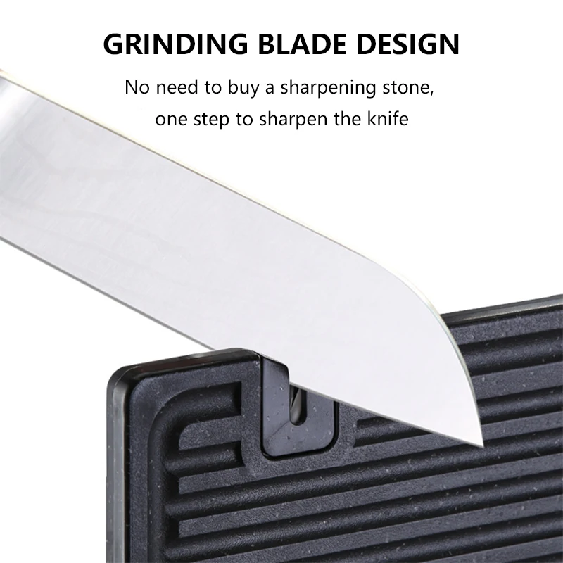 Multifunctional Kitchen Chopping Block Double-sided Plastic And Ceramic Cutting Board With Knife Sharpener And Garlic Grinder