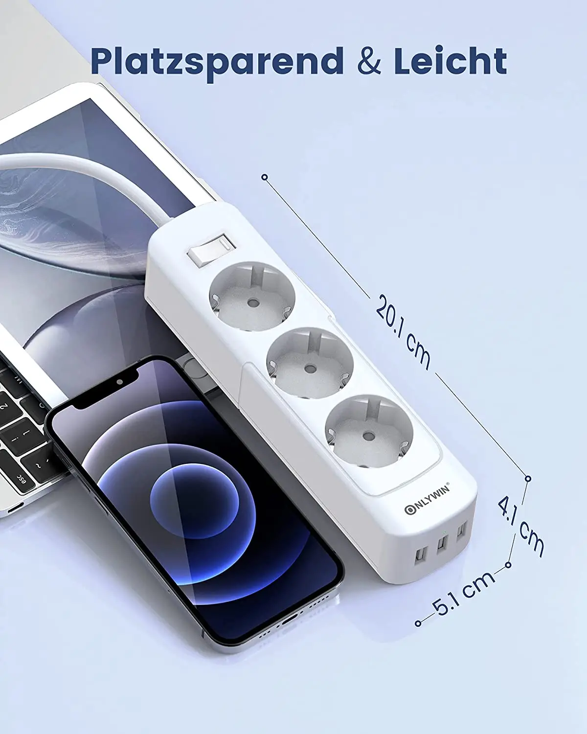 ONLYWIN EU German market Cable  outlets Overload Protection Multiple Plug smart modular power strip