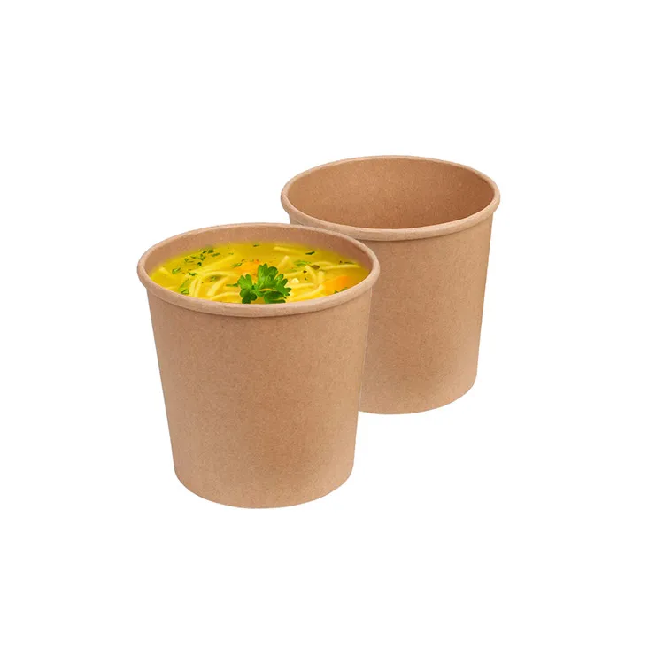 Food grade disposable food packaging kraft 32oz soup cup kraft paper soup cup paper bowl with lid