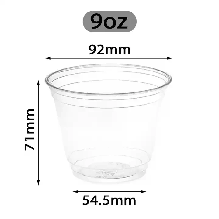 9oz 270ml Disposable Clear PET/PLA 92mm Plastic cup for dessert yogurt mousse cookies ice cream Cups 9oz