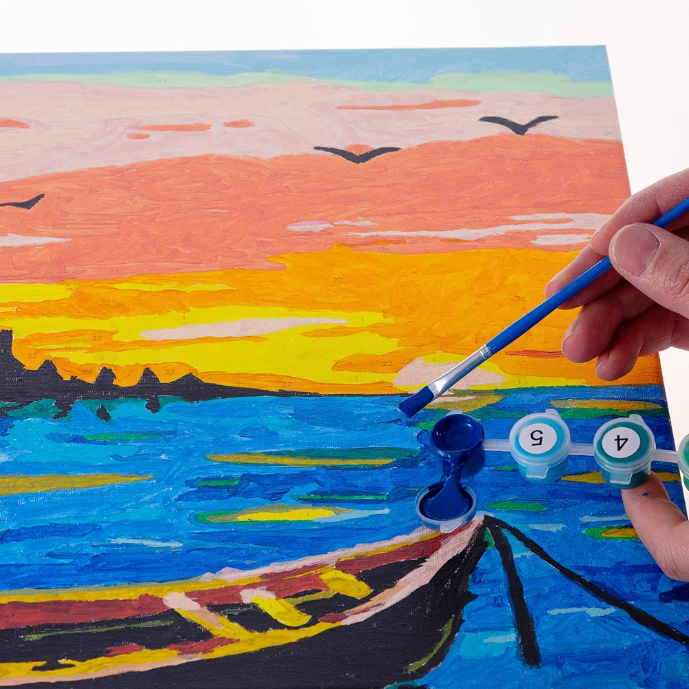 12x16inch Painting by Number Set Canvas DIY Color Landscape Oil Painting Acrylic Paints Kits Art Decor Painting With Frame